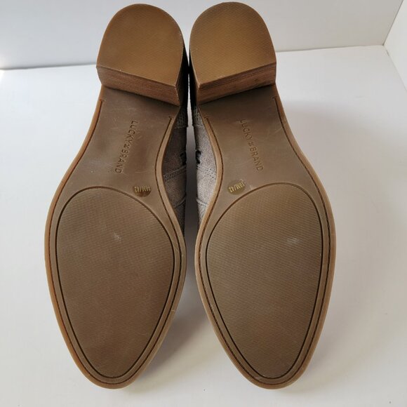 Lucky Brand Ponic Gray Suede Leather Boho Round Toe Ankle Booties, Size 10M - Picture 13 of 14